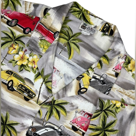 Aloha Republic Men's Classic Cars Tropical Print Shirt Size XXL - Picture 1 of 9